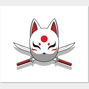 Japanese kitsune mask Posters and Art